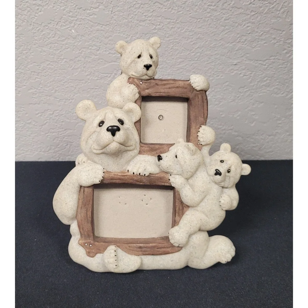 Quarry Critters  Vintage 2002 3D Bear Family Double Picture Frame